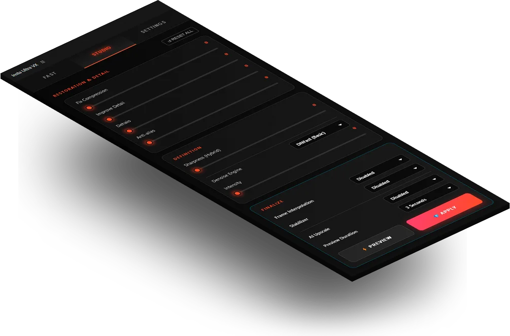 Studio UI Interface